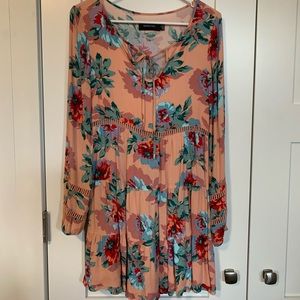 pink flowy floral dress